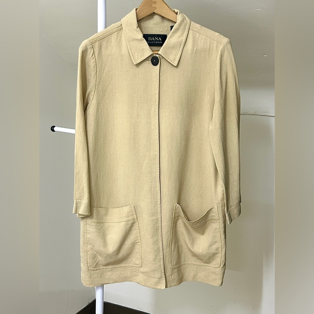 Women’s 10 Linen Blend Open Front One Neck Button Dana Buchman Linen Blend Coat